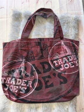 Made In Usa - TRADER JOE’S TOTE BAG Maroon Logo Canvas Tote Bag